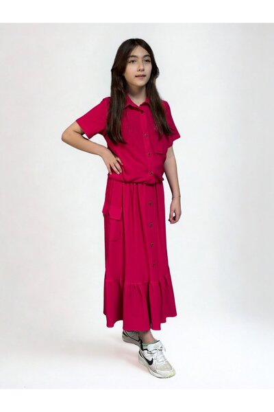 Giyinse Girl's Skirt Set Red