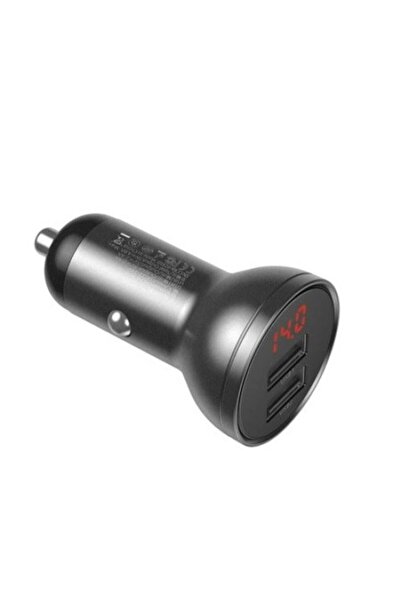 Baseus Digital Display Car Charger with 2 USB Ports, Quick Charge, SCP, 24W, Voltage Display, Black,