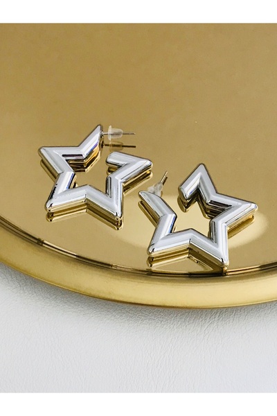 Mercan Aksesuar Kadın İthal Yıldız Küpe 4 cm