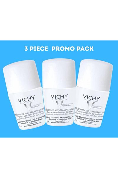 Vichy ✨ Vichy Roll-On Sensitive Anti-Transpirant 48H – Triple Pack (3 x 50ml)