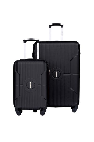 PARAJOHN 2-Pieces ABS Hard side Travel Luggage Trolley Bag Set with Lock for men/women / BLACK