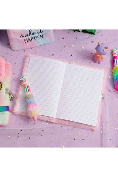 Wolawood Soft Plush Cover Notebook Cute Cute Daily Note Memory Souvenir Agenda Lined Soft Gift