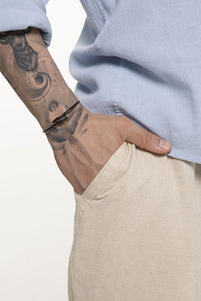 Fjellor Men's Black Color Stainless Adjustable Steel Handcuff Bracelet