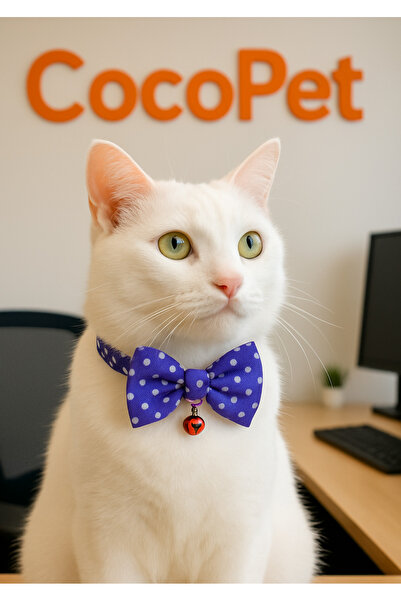 Cocopet Papyonlu Kedi Boyun Tasması Mavi Puantiyeli fiyonk kedi tasması