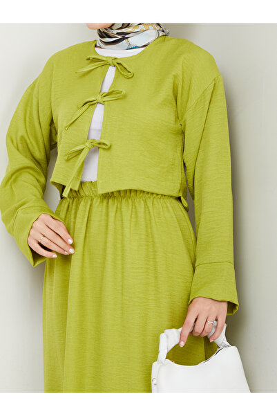 AVK MODA Set kimono din in pentru femei cu trei legături