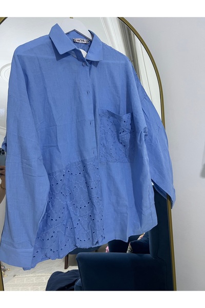 Butik Dantel detaylı oversize gömlek