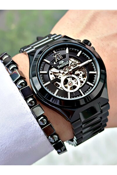 Bentini Men's Wrist Watch - Automatic Mechanism, Calendar, Steel Case & Band, Waterproof, 2 Year Warranty