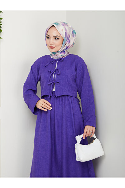 AVK MODA Γυναικείο Σετ Κιμονό από λινό με τρεις δεσμές