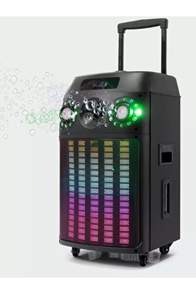 Subzero WR173 12” 100W RGB Bluetooth Müzik Kutusu | Baloncuk Çıkartan, 2 Kablosuz Mikrofonlu