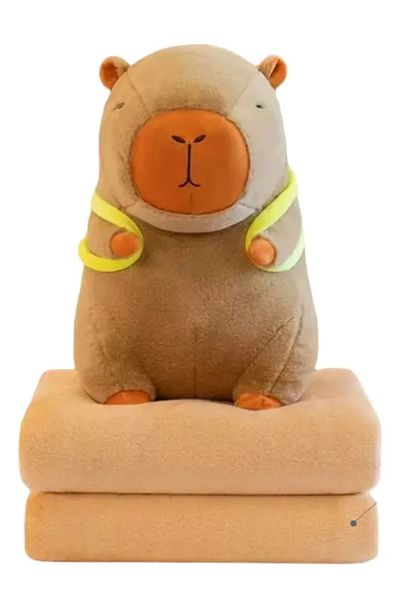 ABYZ Capybara Plush Toy with Backpack and Blanket Brown Color Soft and Cute 43cm for Children 3+ Years
