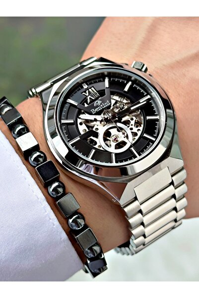 Bentini Men's Wrist Watch - Automatic Mechanism, Calendar, Steel Case & Band, Waterproof, 2 Year Warranty