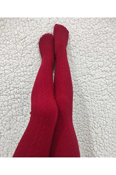 DÜVEN Плетени червени чорапогащи Karina Girls