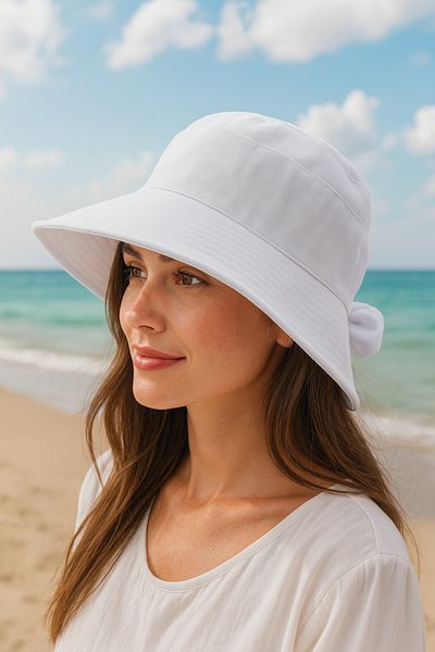 MYZİ STORE Bow Detailed Bucket Women's Visor Summer Hat (Size Adjustable)