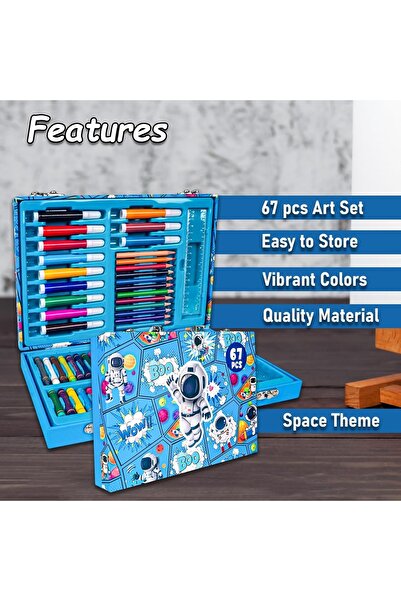 Toybox Portable Kids Drawing, Painting & Marker Art Supplies Set 67pcs