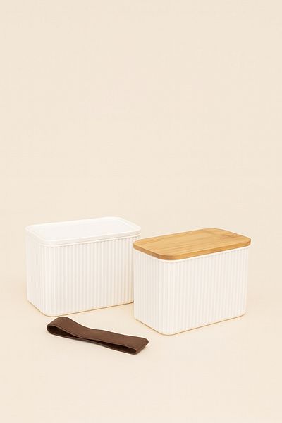 Mirilliahome Double Bamboo Lid Storage Container – Portable Food Container Set