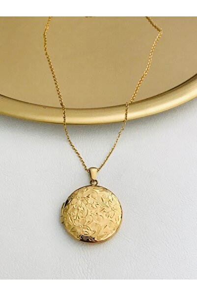 Mercan Aksesuar Çelik Kararmaz Fotoğraflık Açılır Kapaklı Madalyon Kolye 2,5 cm