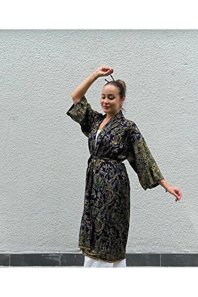 Dilara Begüm Collection AYU %100 Pamuk Bağlanabilir Desenli Kimono