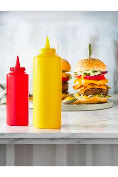 ZTF PLASTİK ZTF 500 ML. 2 'Lİ SET FİŞEK SOSLUK YAĞDANLIK SARI VE KIRMIZI KETÇ...