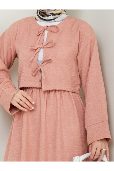 AVK MODA طقم كيمونو من الكتان بثلاثة أربطة للسيدات