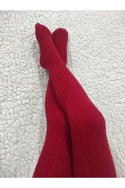 DÜVEN Knitwear Fabric Karina Girl's Red Pantyhose