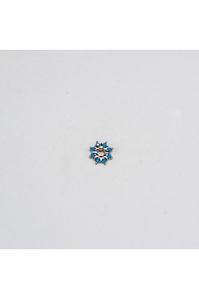 Piercing by Sever Blue Sun Flower Steel Piercing with Turquoise Stone… Silver/Silver Color (Tragus Helix Conch Flat)
