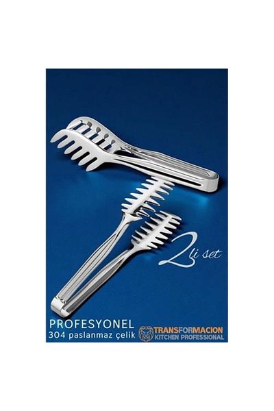 Ladesmedya Kitchen Tongs Set - Pasta Pastry Salad Multi-Purpose Tongs Set of 2 304 Stainless Steel