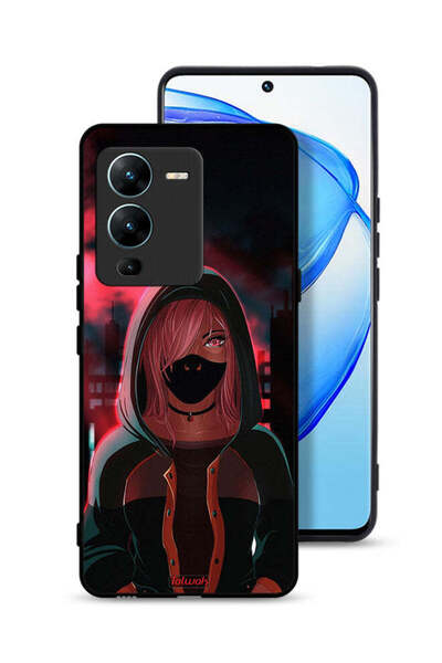 Tolwak غطاء حماية Vivo V25 Pro 5G برسومات فتاة ترتدي قناعًا