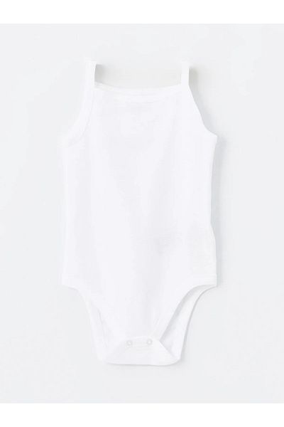 LC Waikiki Square Collar Strap Baby Girl Snap Fastener Bodysuit 3-Piece