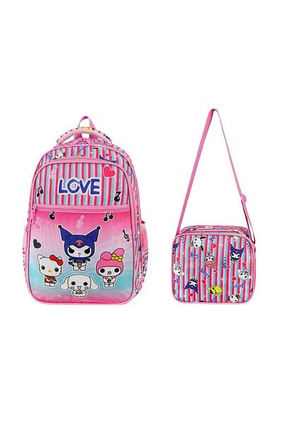 Baginn Geanta Scoala Primara Kuromi Set 2 40*30 Cm Cutie de pranz Rucsac Ortopedic Fata Copil