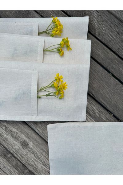 White Alamode Linen American Service with Napkin Holder 4 Pcs