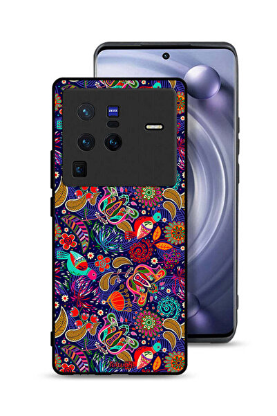 Tolwak غطاء حماية لهاتف Vivo X80 Pro بنقشة أوراق طيور وزهور ملونة