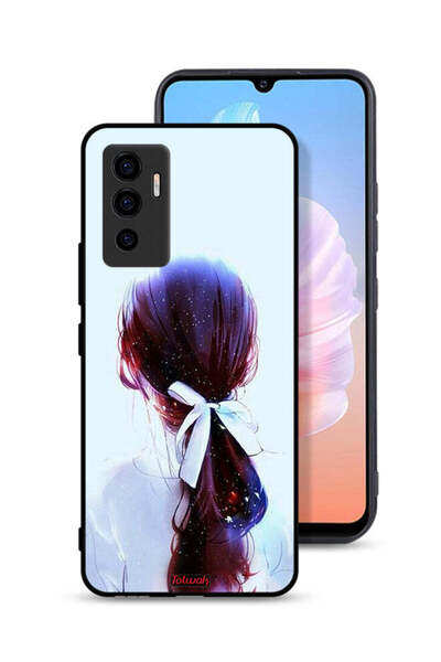 Tolwak غطاء حماية Vivo S10e 5G بتصميم ربطة شعر مع رباط شعر وفن فتاة