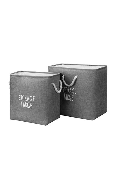 Lawazim Laundry Basket Set of 2 - Foldable Fabric Bins with Rope Handles for Clothes and Toy Storage