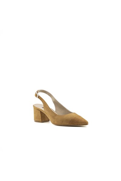 TOGO Hardal Renk Kadın Bantlı Ayakkabı [060096] - Bilekten Tokalı, Kalın Topuklu
