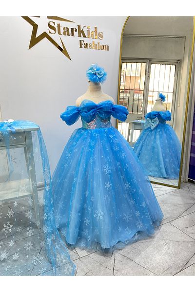 Star Kids Costum Elsa pentru fata, rochie cu tema Printesa Elsa