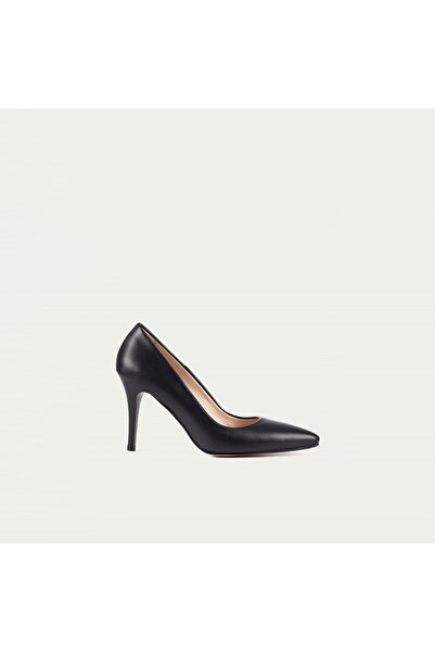 TOGO Lacivert Hakiki Deri Kadın Stiletto Ayakkabı 13 Pont [001314]