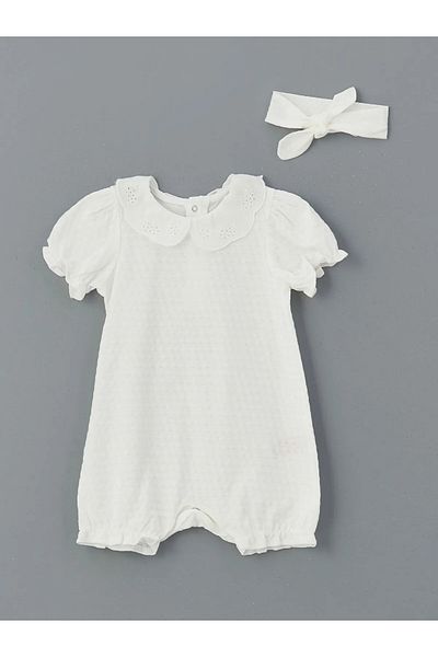 LC Waikiki Embroidered Baby Girl Jumpsuit and Headband Set of 2