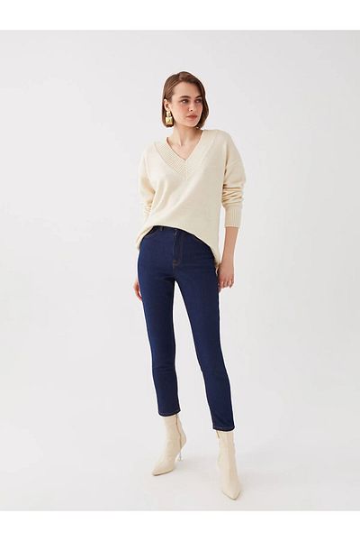 LC Waikiki Pantaloni de damă Slim Mom cu talie înaltă