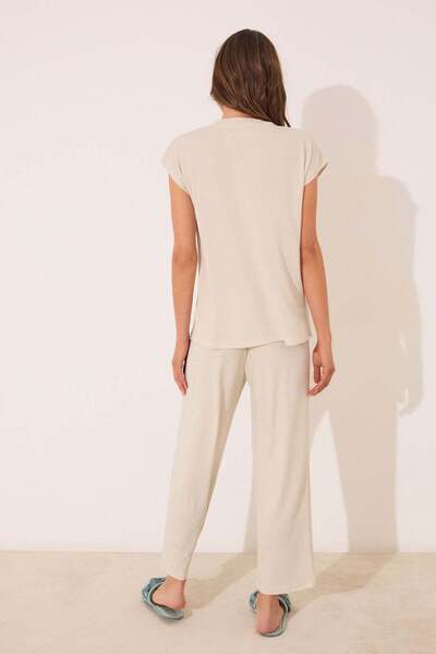 Women'secret Ivory lurex trouser and T-shirt set