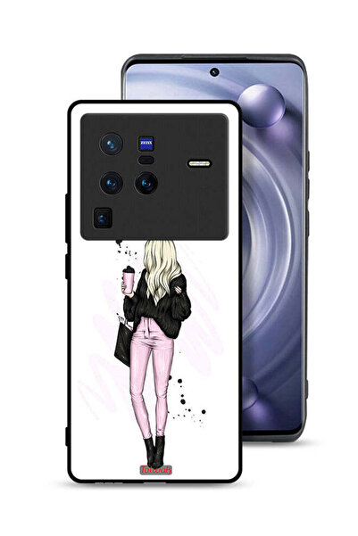 Tolwak غطاء حماية Vivo X80 Pro بتصميم فتاة تحمل كوب قهوة