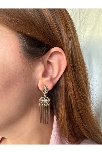 Petra Jeweils Drop Detailed Hanging Gold Earrings