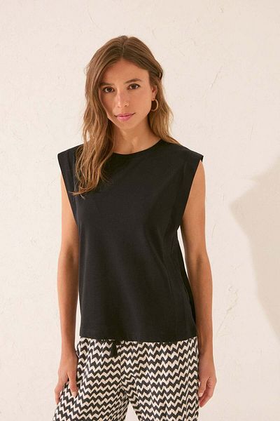Women'secret 100% cotton black straps T-shirt