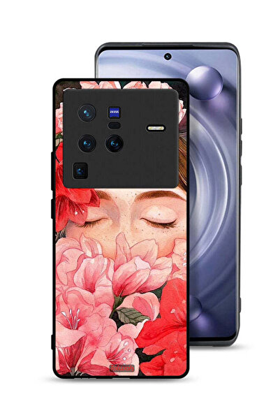 Tolwak غطاء حماية لهاتف Vivo X80 Pro برسومات زهور ووجه فتاة مخفي
