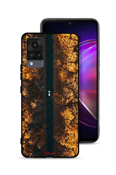 Tolwak غطاء حماية لهاتف Vivo V21 بتصميم طريق في أشجار الخريف