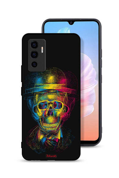 Tolwak غطاء حماية Vivo S10e 5G بتصميم جمجمة وقبعة ملونة وفن خيالي