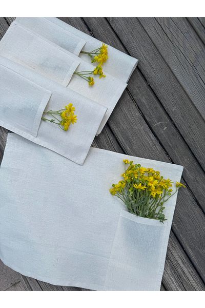 White Alamode Linen American Service with Napkin Holder 4 Pcs