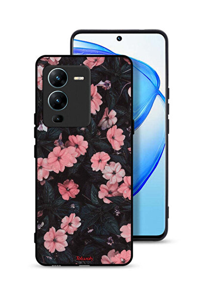 Tolwak غطاء حماية لهاتف Vivo V25 Pro 5G - لون الخوخ والورود الصغيرة