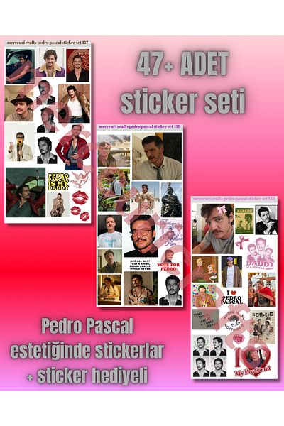 merccuri crafts Pedro Pascal Aesthetic Sticker Set (47 + Pcs) - Sticker for Notebook Agenda, Laptop, Scrapbooking