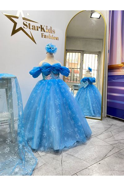 Star Kids Costum Elsa pentru fata, rochie cu tema Printesa Elsa