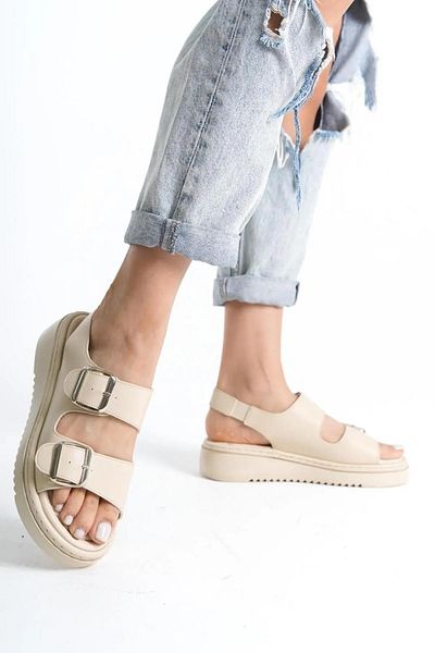 Papuçsepeti Shoe Basket Fncy-602 Casual Women's Double Buckle Comfortable Sandals
